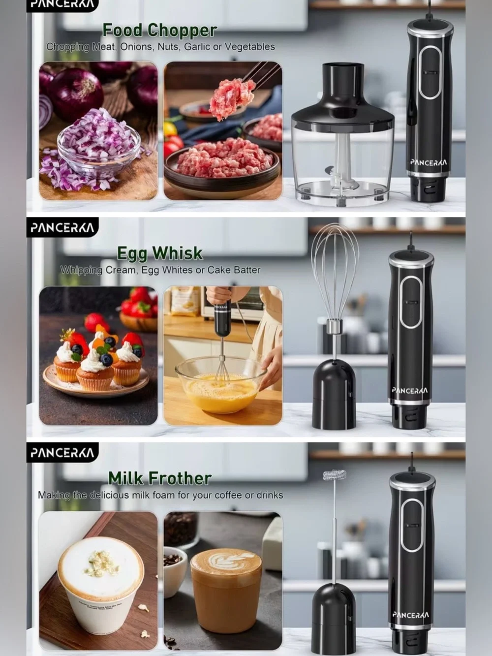 Black & Silver Immersion Hand Mixer with Attachments